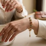Elegant Multi-Gemstone Gold Mesh Bracelet