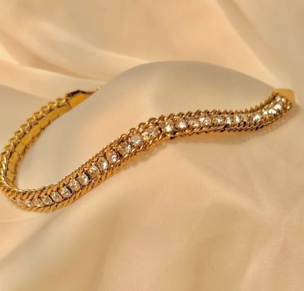 Luxury Gold Bordered Crystal Tennis Bracelet