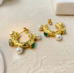 Vintage Inspired Emerald Hoops