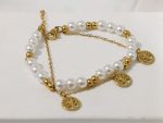 Elegant Pearl & Tree of Life Charm Double-Layer Bracelet