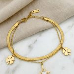 Elegant Double-Layer Gold Charm Bracelet