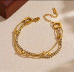Elegant Multi-Layer Gold & Rhinestone Bracelet - Image 2
