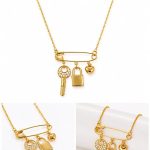 Safety Pin, Key, Lock, Heart Chain
