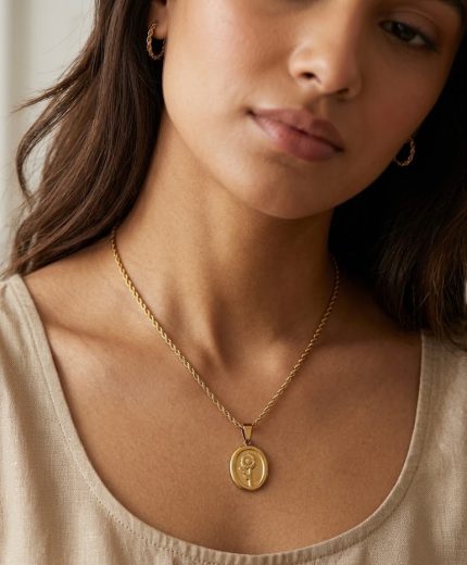 The Sunflower Medallion Rope Chain Necklace