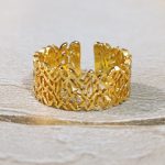 Golden Filigree Openwork Lattice Adjustable Ring