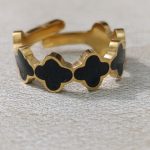 Golden Clover Eternity Chain Adjustable Ring